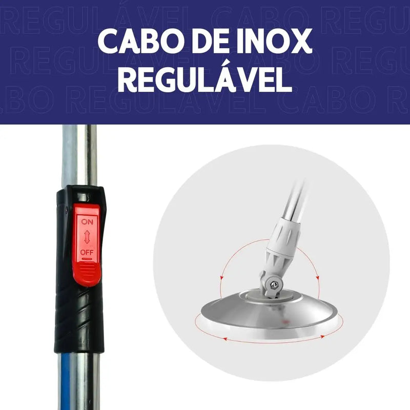 Mop Giratório Com Cesto Em Inox C/2 Refil e Dispense Para Sabão